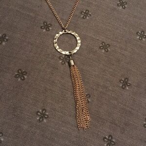 Vintage Gold Tone Tassel Sweater Necklace